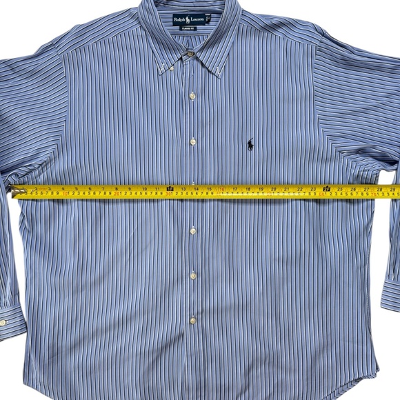 Ralph Lauren Business Mens Classic Fit Blue White Pinstripe Button Up 18 36/37 - Picture 6 of 9